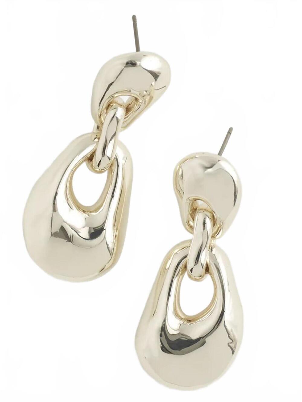 Madewell Sculpted Drop Earrings NWT Warm Silver